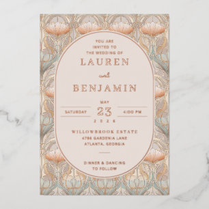Elegante Pastell-Blumen Folieneinladung