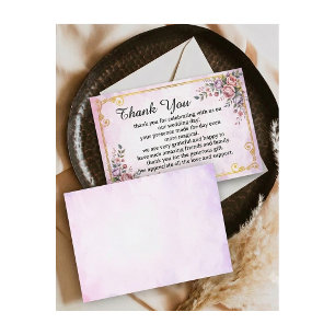 Elegante Pastell-Blumen Pink Lavendel Blumen Gold Dankeskarte