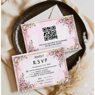 Elegante Pastell-Blumen Pink Lavendel Blumen Gold  RSVP Karte