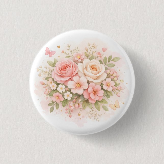 Elegante Pastell-Blumentasche Button (Vorderseite)