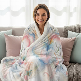 Elegante Pastell-Botanik-Aquarell Sherpadecke