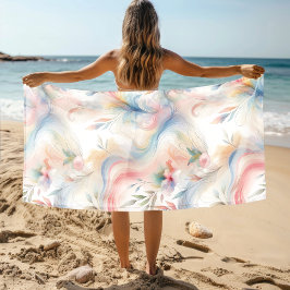 Elegante Pastell-Botanik-Aquarell Strandtuch