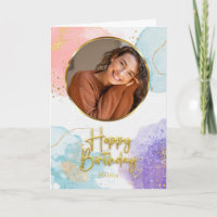 Elegante Pastell-Gold-Schrift Kreis Foto Geburtsta