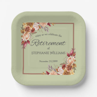 Elegante Pastell-Herbst-Blumen-Ruhestandsfeier Pappteller
