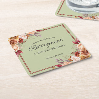 Elegante Pastell-Herbst-Blumen-Ruhestandsfeier Rechteckiger Pappuntersetzer