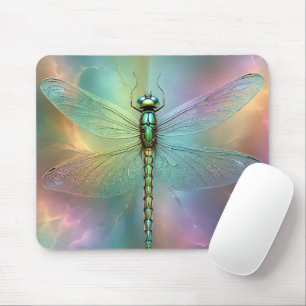 Elegante Pastell-Libelle Fraktal-Kunst, Mousepad