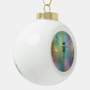 Elegante Pastell-Libellen-Fraktal-Kunst, Keramik Kugel-Ornament