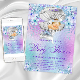 Elegante Pastell-Meerjungfrau-Baby-Shower-Einladun Einladung
