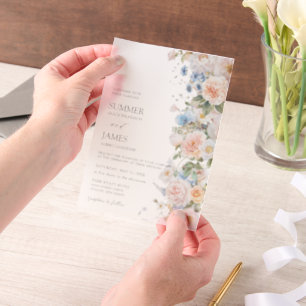 Elegante Pastell-Rosé Weiße Blaue Rosen Florale Ho