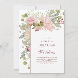 Elegante Pastell-Sommer-Blumenhochzeit Einladung