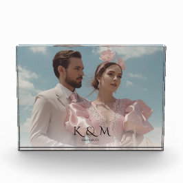 Elegante Pastell-Vintage-Hochzeitsbild Fotoblock