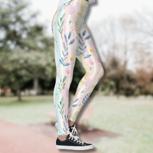 Elegante Pastell-Wasserfarbe-Osterstreifen-Eier Leggings