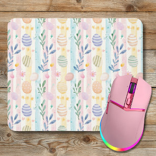 Elegante Pastell-Wasserfarbe-Osterstreifen-Eier Mousepad