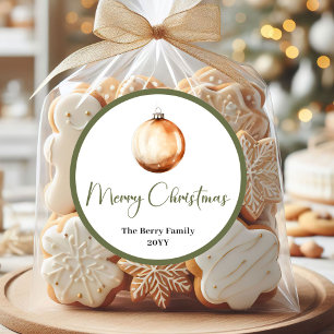 Elegante Pastell-Weihnachten-Familienname-Aufklebe Runder Aufkleber