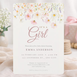 Elegante Pastell-Wildblumen-Babyparty „Es ist ein  Einladung