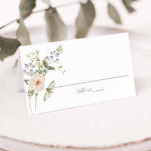 Elegante Pastell-Wildblumen zarte Floral-Hochzeit Platzkarte