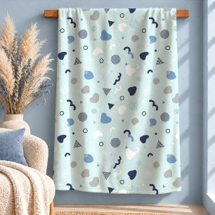 Elegante Pastellblaue Memphis-Flanelldecke Kunst Sherpadecke