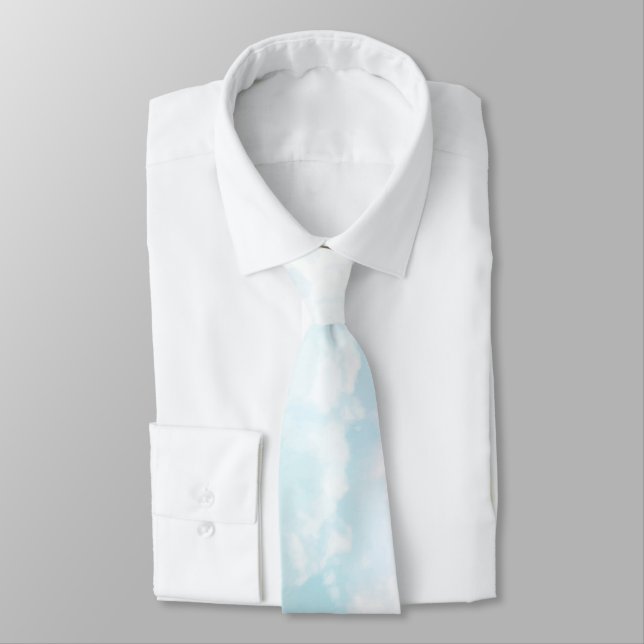 Elegante pastellblaue und rosa himmlische Wolken Krawatte (Gebunden)