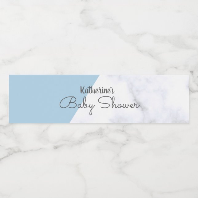 Elegante pastellblaue und weiße Marmordusche (Einzelnes Label)