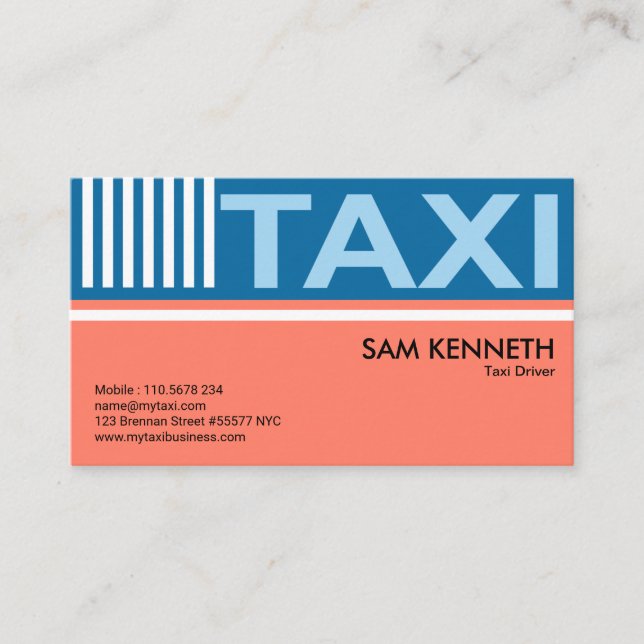 Elegante Pastelle Einfache Taxifahrer Visitenkarte (Vorderseite)