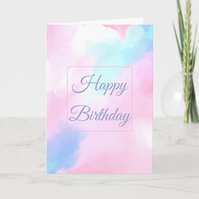 Elegante Pastellfarben Blau Pink Aquarellmalerei Dankeskarte (Vorderseite)