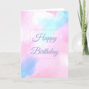 Elegante Pastellfarben Blau Pink Aquarellmalerei Dankeskarte