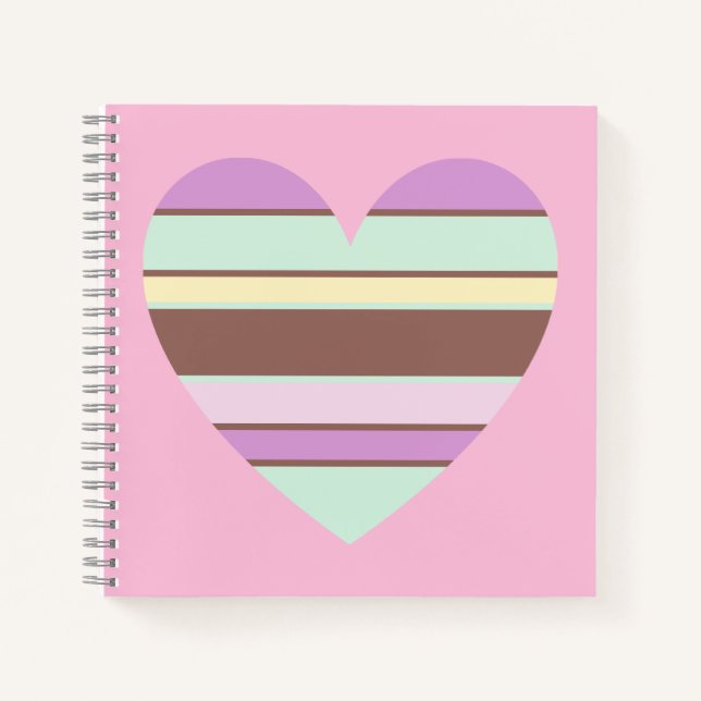 Elegante Pastellfarben - Herz auf hellem Rosa Notizbuch (Vorderseite)