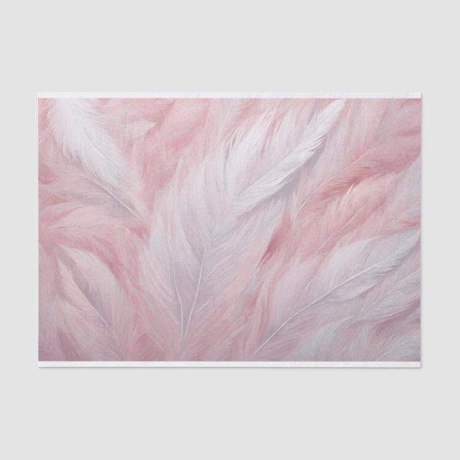 Elegante Pastellfarben Rosa und Weiße Feather Text Seidenpapier (Vorderseite)