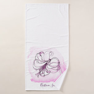 Elegante Pastellfarben Rosa Weißer Lilie Wasserfar Badehandtuch