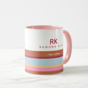 Elegante Pastellfarben Streifen mit Namen und Slog Tasse