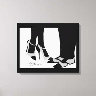 Elegante, pastellfarbene Leinwand Schwarz/Weiß