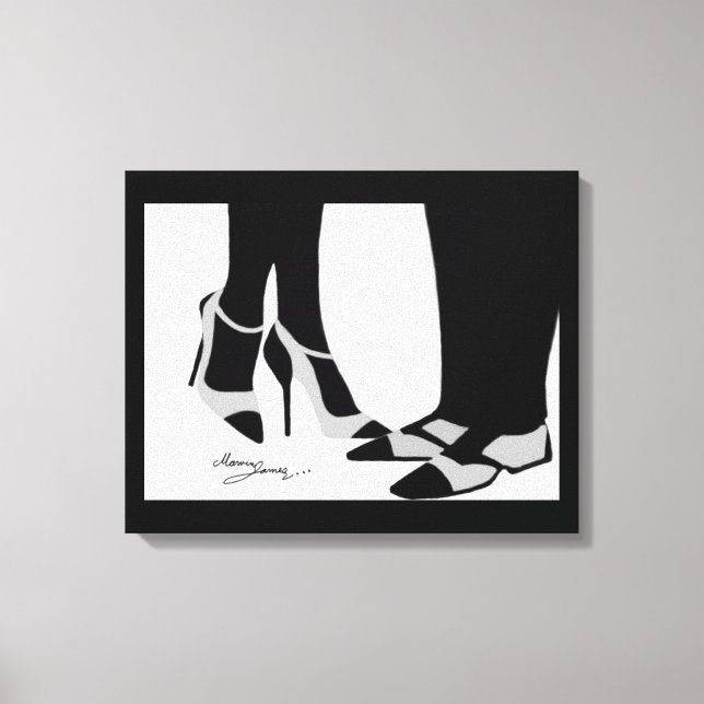 Elegante, pastellfarbene Leinwand Schwarz/Weiß (Vorderseite)