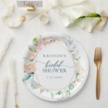 Elegante pastellfarbene Wasserfarbe Geometrische H Pappteller<br><div class="desc">Dieses absolut schöne geometrische Design mit Blumenmotiv zeichnet sich durch sanfte pastellfarbene Aquarellfarben-Blume rund um goldene geometrische Formen aus,  die Ihre Textdetails umrahmen.</div>