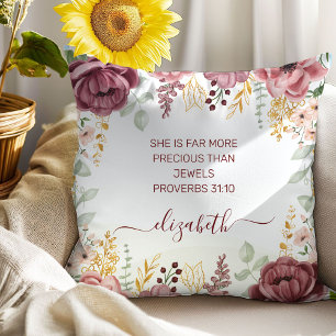 Elegante pastellrosa Blume Sprüche 31 Frau Kissen