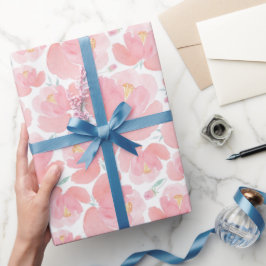 Elegante pastellrosa Blumen Geschenkpapier