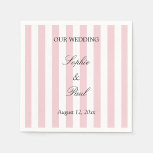 Elegante pastellrosa gestreifte Hochzeitsserviette Serviette