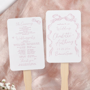 Elegante Pastellrosa Hand gezeichnete Bogen-Hochze Fächer