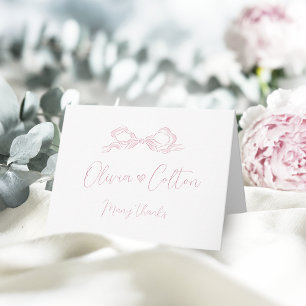 Elegante Pastellrosa Handgezeichnete Bogen Hochzei Dankeskarte