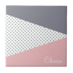 Elegante pastellrosa lila geometrische Polka-Punkt Fliese<br><div class="desc">Eine schöne Kombination aus modernen pastellgeometrischen und Retro-Polka-Punktmuster.</div>