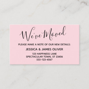 Elegante, pastellrosa Typografie "We ve Moved"-Kar Visitenkarte