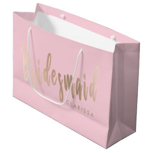 Elegante pastellrosa und goldene Rose Große Geschenktüte