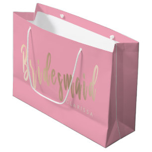 Elegante pastellrosa und goldene Rose Große Geschenktüte