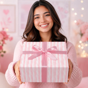 Elegante Pastellrosa-Wasserfarben-Wellenstreifen Geschenkpapier