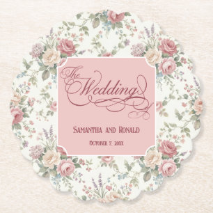 Elegante Pastellrosen Shabby Chic Hochzeit Untersetzer