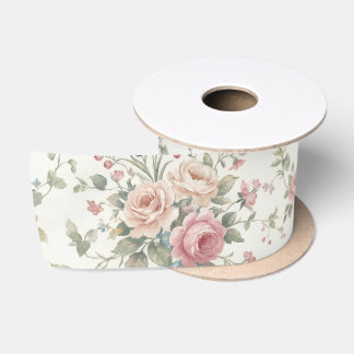 Elegante Pastellrosen Shabby Chic Satinband