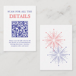 Elegante patriotische Feuerwerk-Hochzeitsdetail-QR Begleitkarte