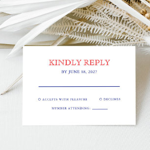 Elegante patriotische Hochzeit zum 4. Juli RSVP Karte