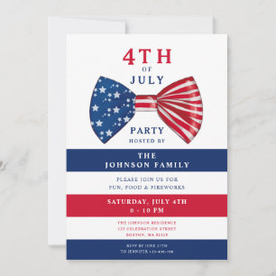 Elegante patriotische Rot-Weiß-Blau-4.-Juli-Party Einladung