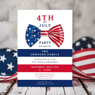 Elegante patriotische Rot-Weiß-Blau-4.-Juli-Party Einladung