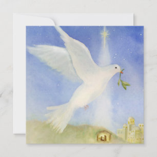 Elegante Peace Dove Nativity Weihnachtskarte Ankündigung